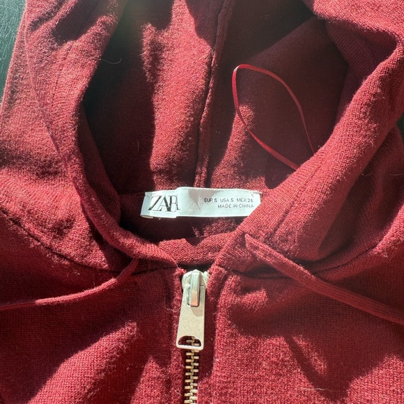 Zara Deep Red Zip-Up Jacket - Picture 3 of 4
